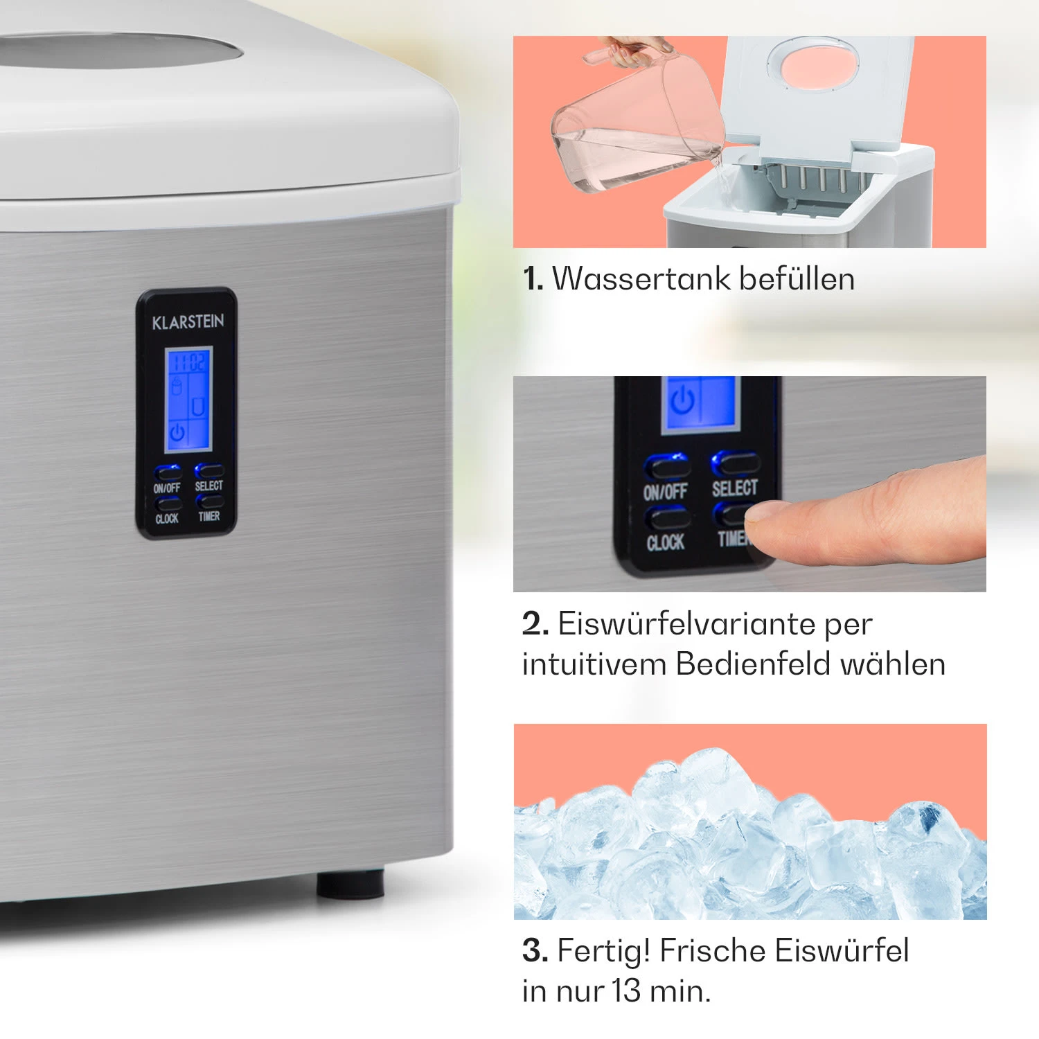 Mr. Silver-Frost Eismaschine 150W Edelstahl Weiß 15kg 4 Mr. Silver-Frost Eismaschine 150W Edelstahl Weiß 15kg – Bild 4