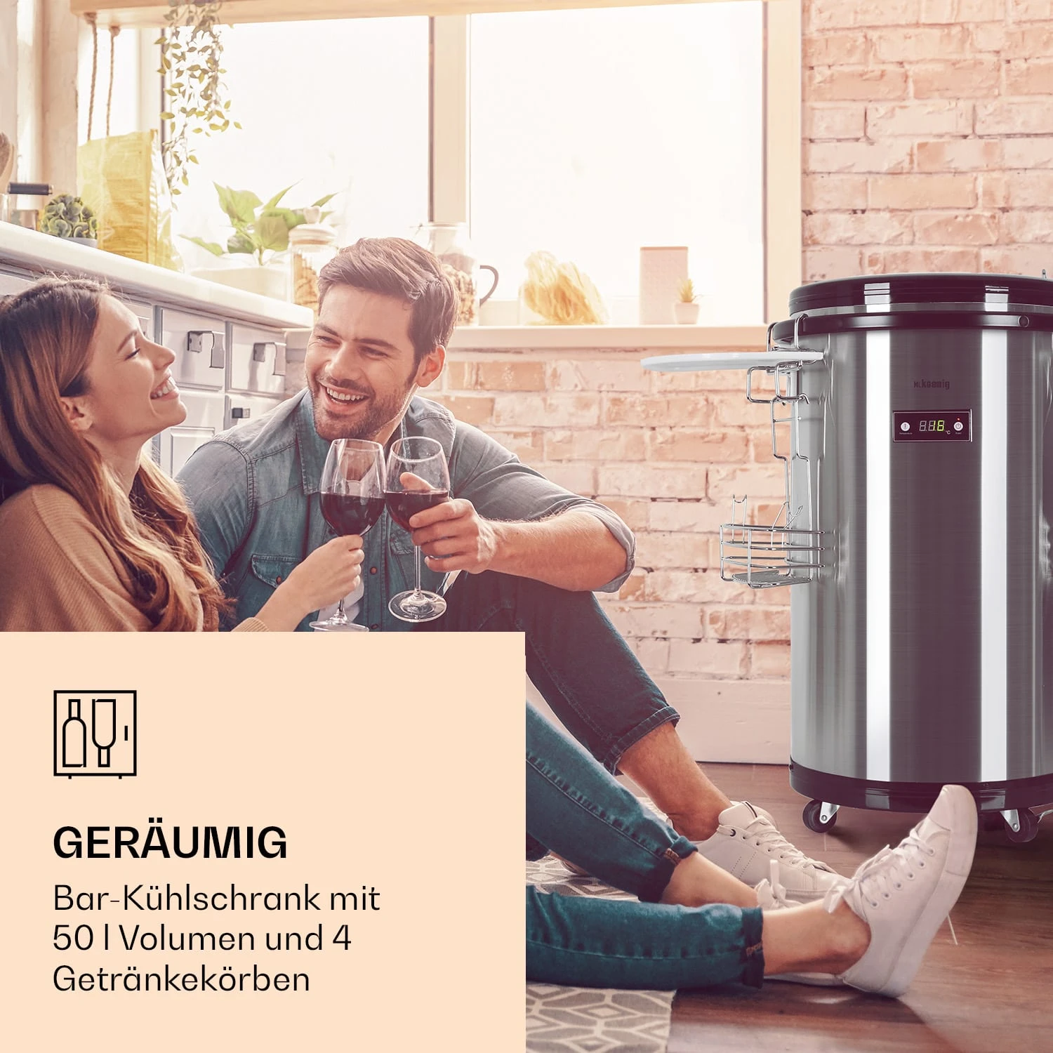 Mr. Barbot Bar-Kühlschrank 50 Liter 6-16 °C Bodenrollen Edelstahl 2 Mr. Barbot Bar-Kühlschrank 50 Liter 6-16 °C Bodenrollen Edelstahl – Bild 2