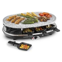 Steaklette Raclettegrill 1500 W Granit-Natursteinplatte 8 Personen