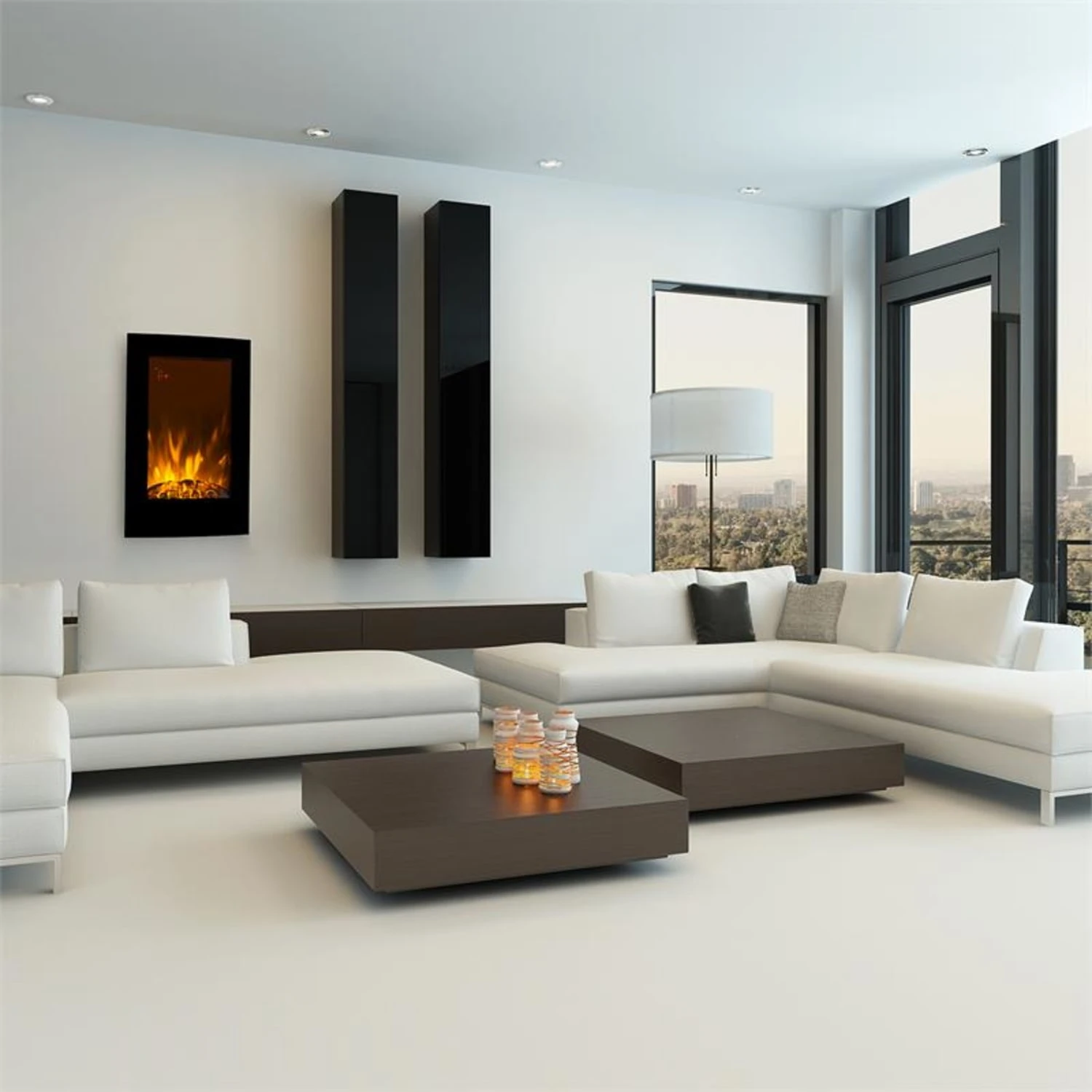 Lausanne Vertical Elektrischer Kamin 1000/2000 W Fernbedienung Dimmer 2 Lausanne Vertical Elektrischer Kamin 1000/2000 W Fernbedienung Dimmer – Bild 2