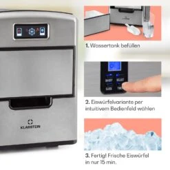 Metropolitan Eiswürfelmaschine 12kg/24h Digitales Display 10 Metropolitan Eiswürfelmaschine 12kg/24h Digitales Display -Klarstein 10031881 de 0004 usp