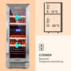 Vinovilla 17 Built-In Duo Weinkühlschrank 2 Zonen 53l 17 Fl. Glastür -Klarstein 10032030 de 0004 logo