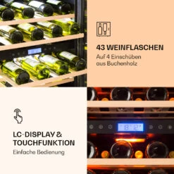 Vinovilla 43 Built-In Duo Weinkühlschrank 2 Zonen 129l 43 Fl Glastür -Klarstein 10032031 de 0005 logo