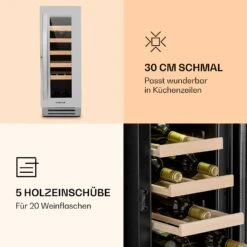 Vinovilla Smart Weinkühlschrank 50l / 20 Flaschen Glastür Edelstahl -Klarstein 10032037 de 0004 logo