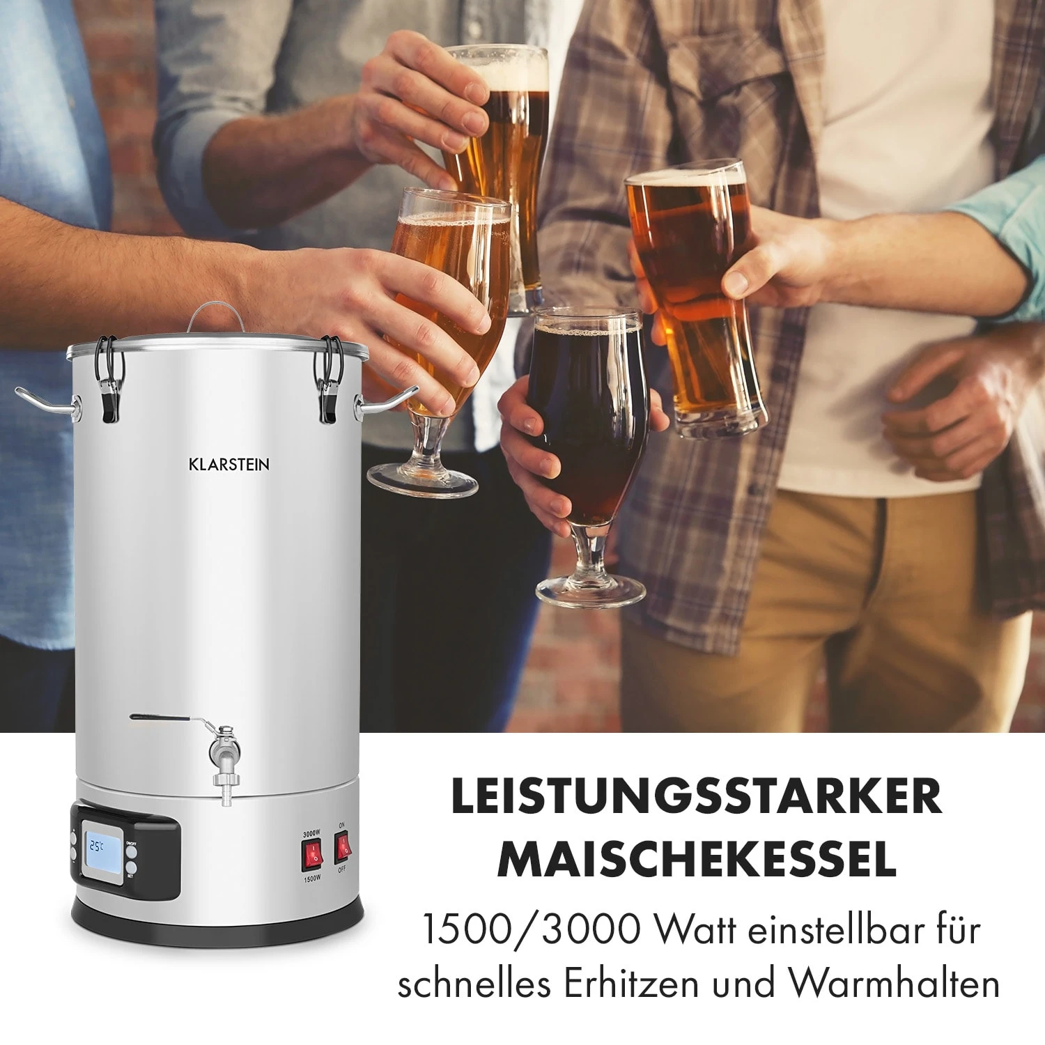 Maischfest Maischekessel 5 Teile 1500/3000W 25l LCD Touch 2 Maischfest Maischekessel 5 Teile 1500/3000W 25l LCD Touch – Bild 2