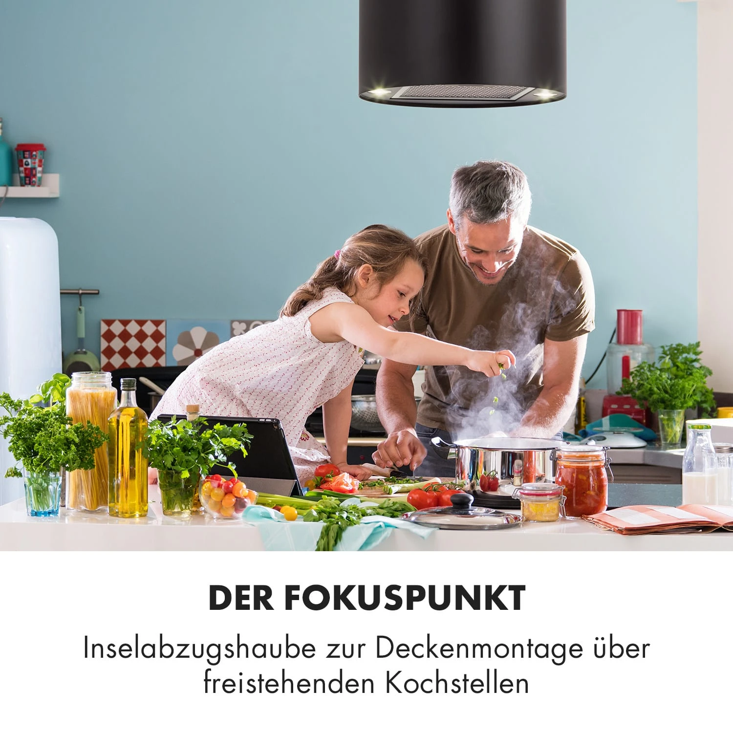 Barett Inselabzugshaube Ø35cm Umluft 558 M³/h LED Aktivkohlefilter 2 Barett Inselabzugshaube Ø35cm Umluft 558 M³/h LED Aktivkohlefilter – Bild 2