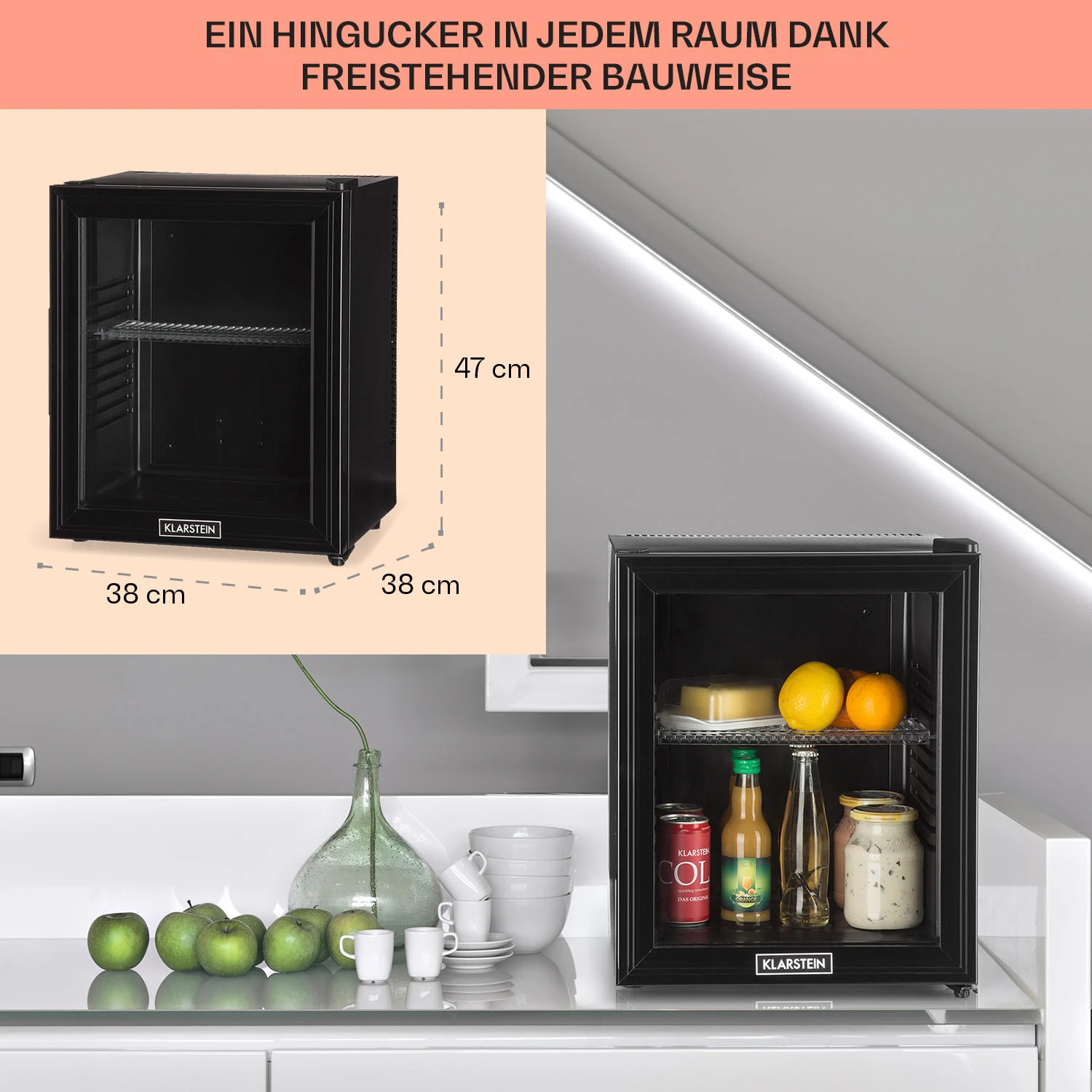 Brooklyn 24 Mini-Kühlschrank Glastür LED Ablage 6 Brooklyn 24 Mini-Kühlschrank Glastür LED Ablage – Bild 6