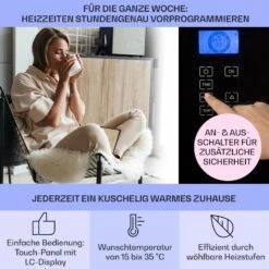 Norderney Konvektions-Heizgerät Thermostat Timer 1000W 20m² -Klarstein 10032787 de 0003 usp