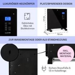 Norderney Konvektions-Heizgerät Thermostat Timer 1000W 20m² -Klarstein 10032787 de 0006 usp