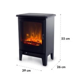Meran Elektrischer Kamin 950/1850W 2-stufige Heizung Gusseisen-Stil -Klarstein 10032893 yy 0007 logo Klarstein Meran Elektrischer Kamin schwarz