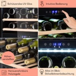 Barossa 40 Duo Weinkühlschrank 2 Zonen 41 Flaschen Glastür Touch LED -Klarstein 10032924 de 0005 usp