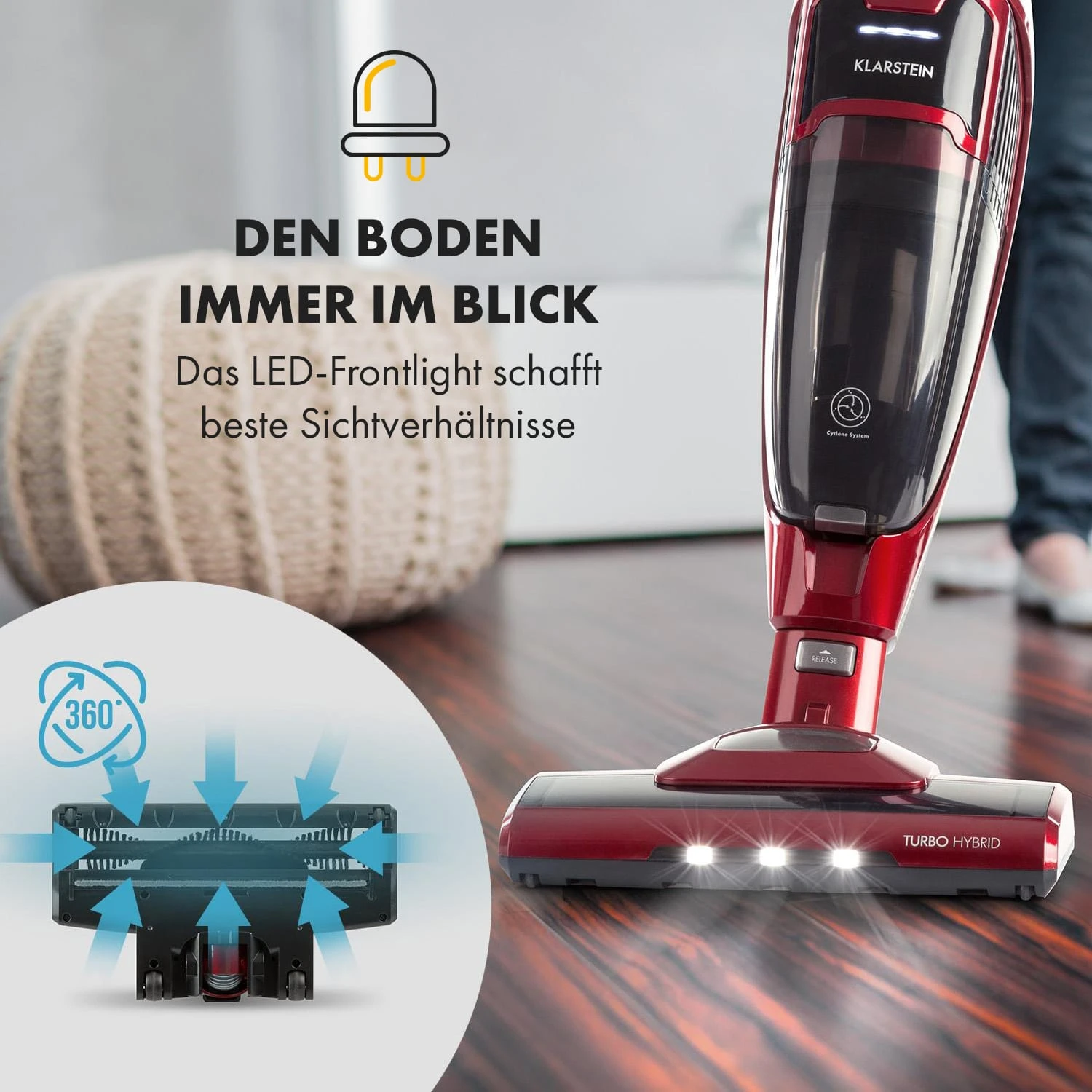 TurboHybrid Staubsauger Boden- Und Handstaubsauger Metallic-rot 2 TurboHybrid Staubsauger Boden- Und Handstaubsauger Metallic-rot – Bild 2
