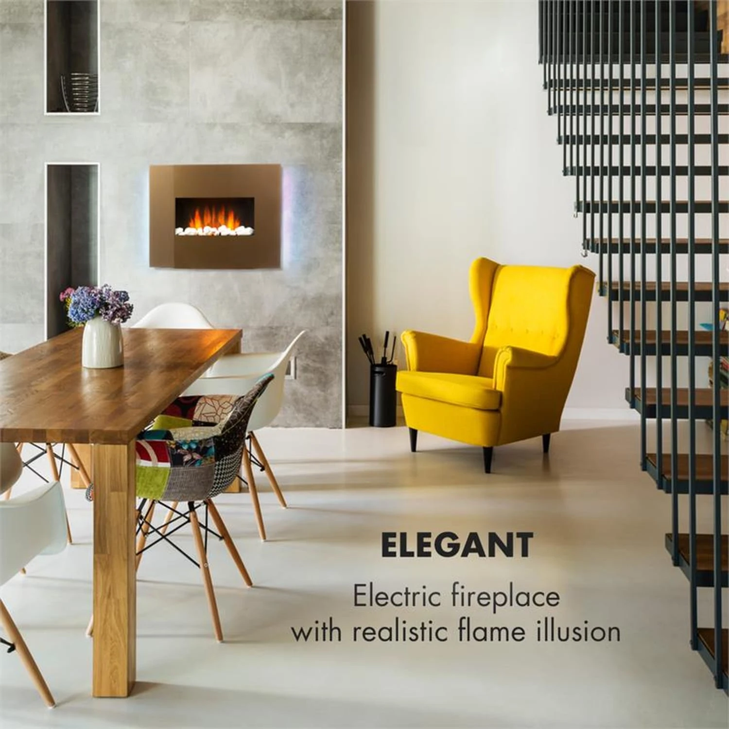 Curved Copper L&F Elektrischer Kamin 1000/2000W Glas Fernbedienung 2 Curved Copper L&F Elektrischer Kamin 1000/2000W Glas Fernbedienung – Bild 2