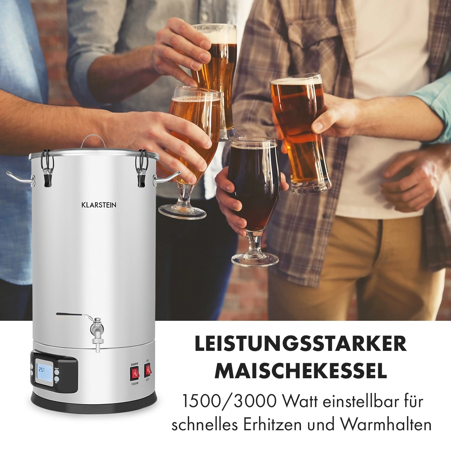 Maischfest Maischekessel 5 Teile 1500/3000W 30l LCD Edelstahl 2 Maischfest Maischekessel 5 Teile 1500/3000W 30l LCD Edelstahl – Bild 2