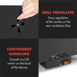 Flintstone Steel Räucherofen 1600 W Integriertes Thermometer Edelstahl -Klarstein 10033372 yy 0008 logo Klarstein Flintstone Steel Raeucherofen Edelstahl