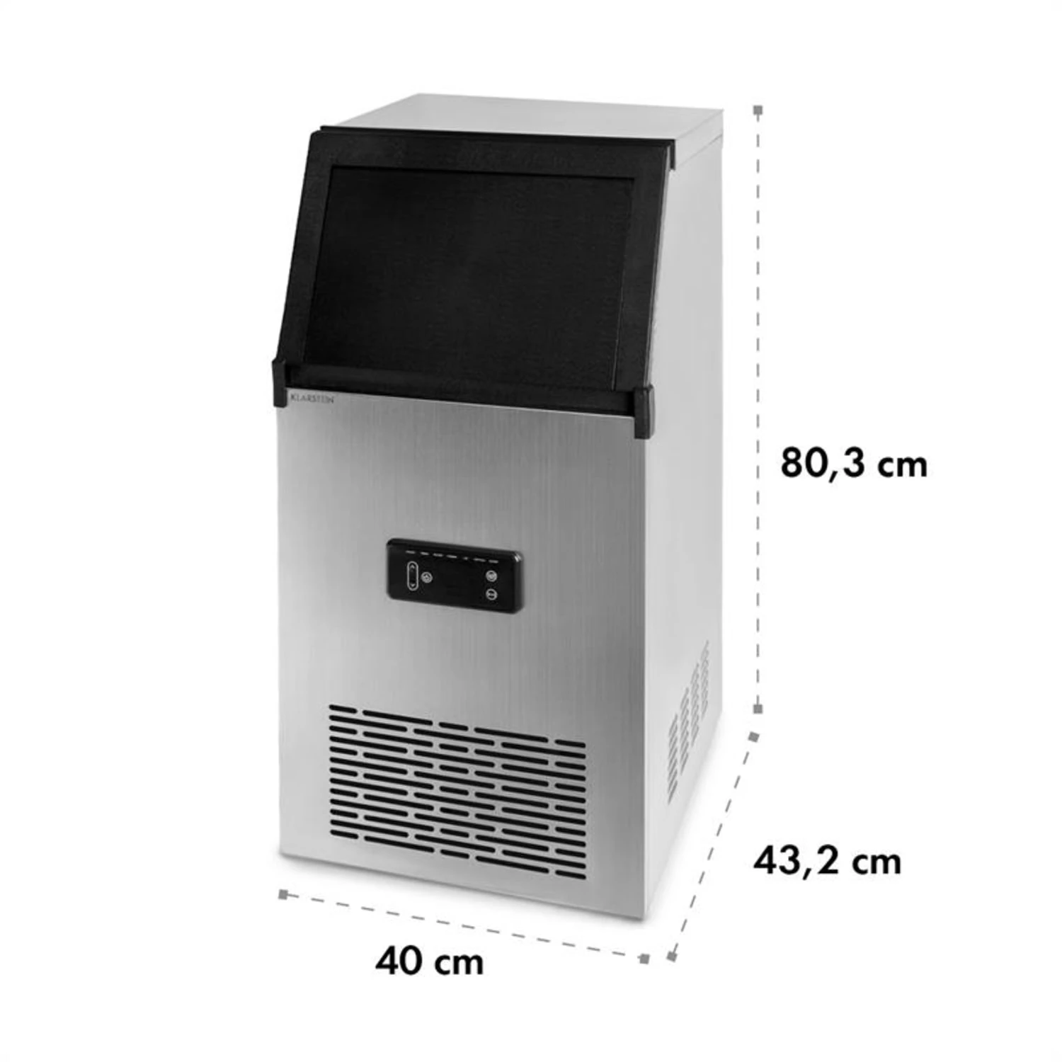 Glacial XL Profi-Eiswürfelmaschine 38kg/d 15l LED Edelstahl Schwarz 8 Glacial XL Profi-Eiswürfelmaschine 38kg/d 15l LED Edelstahl Schwarz – Bild 8