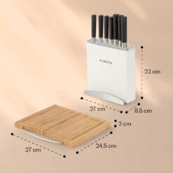 Kitano Plus Messer-Set 9 Tlg. Holzblock Bambus-Schneidebrett Weiß 15 Kitano Plus Messer-Set 9 Tlg. Holzblock Bambus-Schneidebrett Weiß -Klarstein 10033673 yy 0008 logo