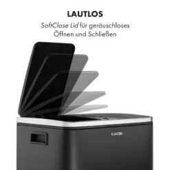 Trash Gordon Treteimer 30L / 2x15L Geräuschlos PP Edelstahl Schwarz 8 Trash Gordon Treteimer 30L / 2x15L Geräuschlos PP Edelstahl Schwarz -Klarstein 10033721 de 0003 logo