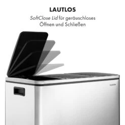 Grandmaster Trash Treteimer 54l / 3x18L Geräuschlos PP Edelstahl -Klarstein 10033726 de 0003 logo