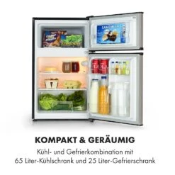 Big Daddy Cool Kühl-Gefrierkombination 61/25 Liter 2 Ebenen Edelstahl -Klarstein 10034005 de 0003 logo