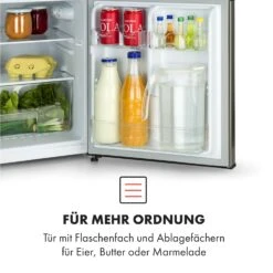 Big Daddy Cool Kühl-Gefrierkombination 61/25 Liter 2 Ebenen Edelstahl -Klarstein 10034005 de 0004 logo