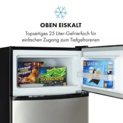 Big Daddy Cool Kühl-Gefrierkombination 61/25 Liter 2 Ebenen Edelstahl -Klarstein 10034005 de 0006 logo