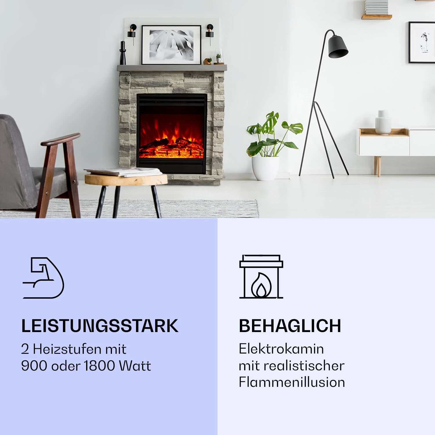 Lienz Elektrischer Kamin 1800W Steindekor Polystone Fernbedienung 2 Lienz Elektrischer Kamin 1800W Steindekor Polystone Fernbedienung – Bild 2