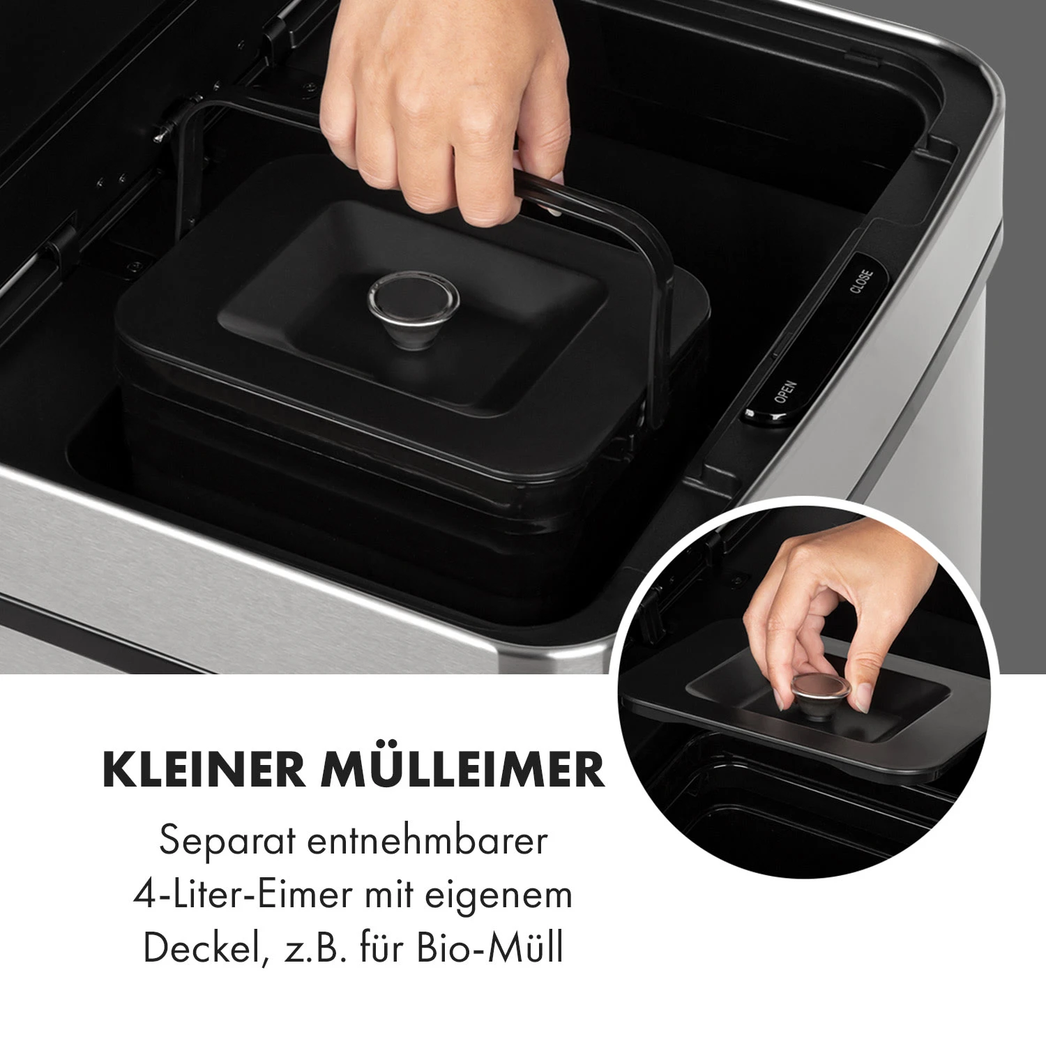 Touchless Müllsammler Sensor 72L 4 Behälter ABS PP Edelstahl Gebürstet 4 Touchless Müllsammler Sensor 72L 4 Behälter ABS PP Edelstahl Gebürstet – Bild 4