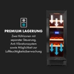 Vinovilla 17 Built-In Duo Weinkühlschrank 53l 17 Fl. 2 Zonen Glastür -Klarstein 10034154 de 0006 logo