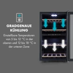 Vinamour 45 DuoWeinkühlschrank 2 Zonen 118 Ltr / 45 Fl 5-18 °C -Klarstein 10034216 de 0005 logo