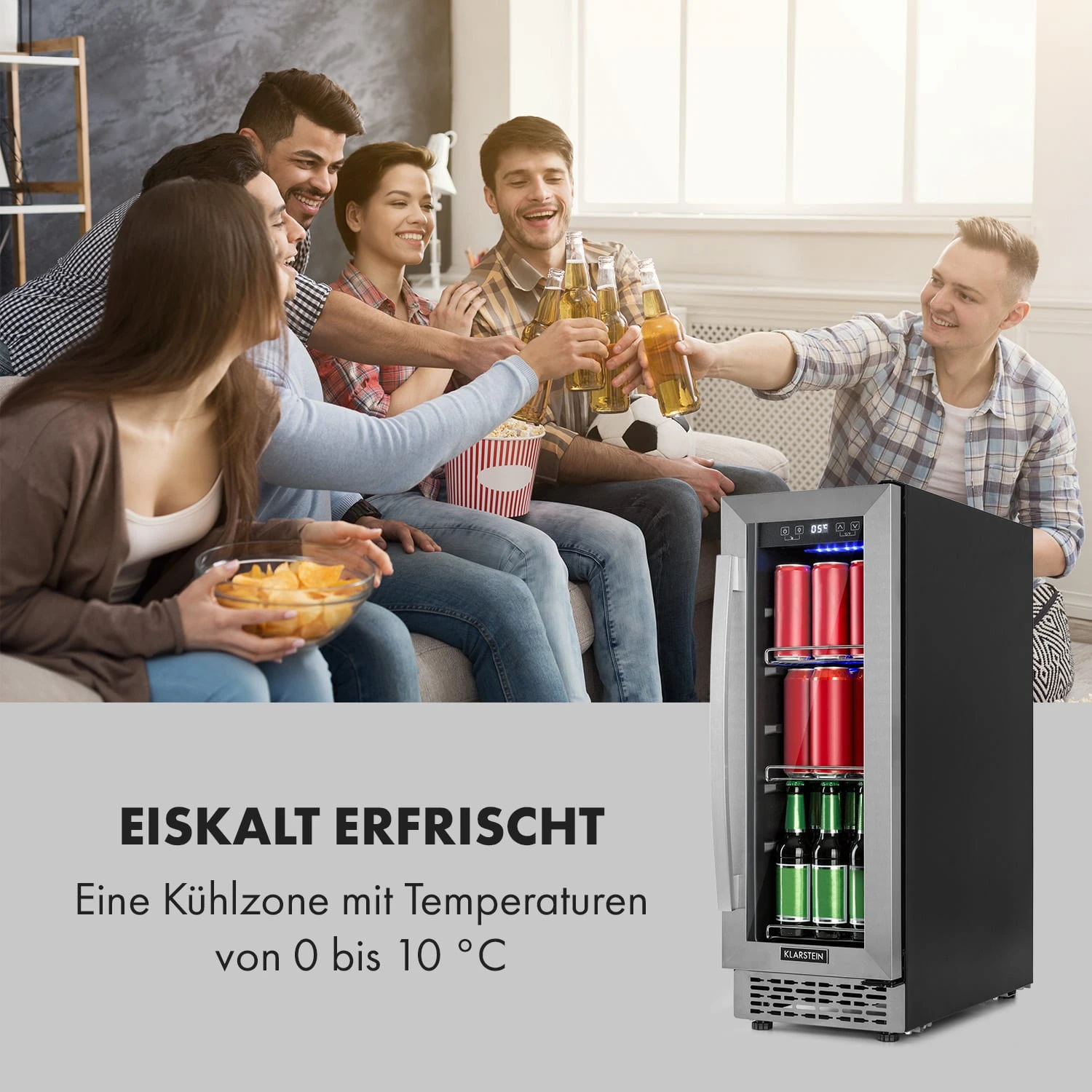 Beerlager 56 Getränkekühlschrank 56l 20 Fl. Glastür Touch-Bedienfeld Edelstah 3 Beerlager 56 Getränkekühlschrank 56l 20 Fl. Glastür Touch-Bedienfeld Edelstah – Bild 3