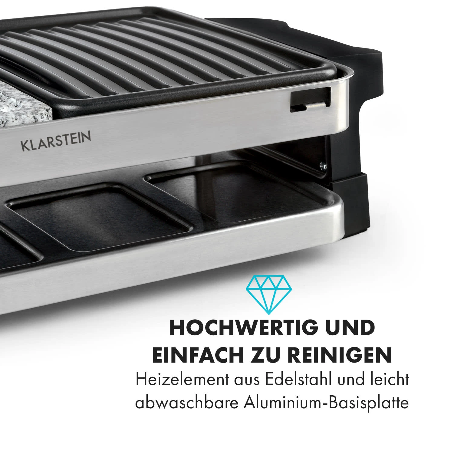 Sirloin Raclette 1500W Aluminium / Stein 8 Personen Kontroll-LED 3 Sirloin Raclette 1500W Aluminium / Stein 8 Personen Kontroll-LED – Bild 3