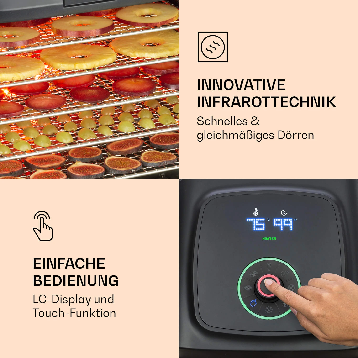 Florida Jerky Dörrautomat Infrarot 500W 4 Programme 35 Bis 75 °C 3 Florida Jerky Dörrautomat Infrarot 500W 4 Programme 35 Bis 75 °C – Bild 3