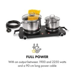 Cookorama Doppelkochplatte 1900-2250 W 150/180 Mm Ø 5 Stufen Schwarz -Klarstein 10034573 yy 0004 logo Klarstein Cookorama Doppelkochplatte schwarz