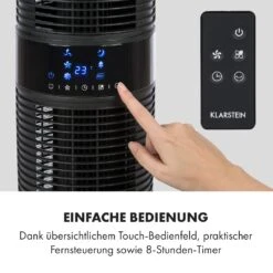 Twister Turmventilator 45 W | 343 M³/h Oszillation Touch Fernbedienung -Klarstein 10034669 de 0003 logo