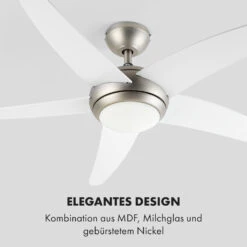 Bolero 2-in-1-Deckenventilator 134cm Leuchte 55W Fernbedienung Weiß -Klarstein 10034683 de 0006 logo