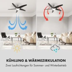 Bolero 2-in-1-Deckenventilator 134cm Leuchte 55W Fernbedienung Schwarz -Klarstein 10034684 de 0004 logo
