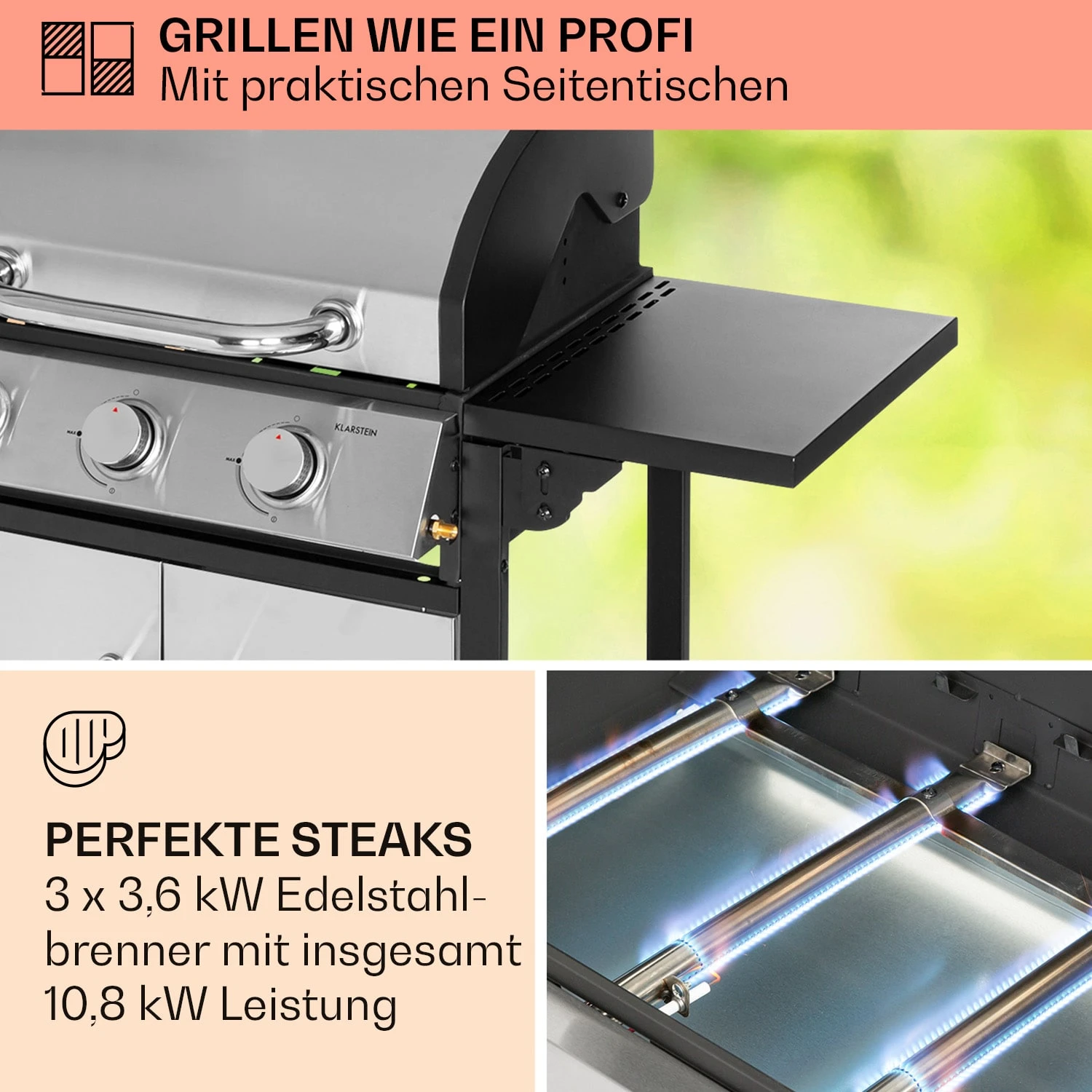 Tomahawk Gasgrill 3 X 3,6 KW Brenner 60 X 43,5 Cm Grill Edelstahl 3 Tomahawk Gasgrill 3 X 3,6 KW Brenner 60 X 43,5 Cm Grill Edelstahl – Bild 3