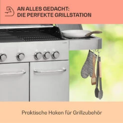 Valkyrie Gasgrill 4x3,5 KW + 3,15 KW Brenner 74x44 Cm Grill Edelstahl -Klarstein 10034715 de 0007 usp