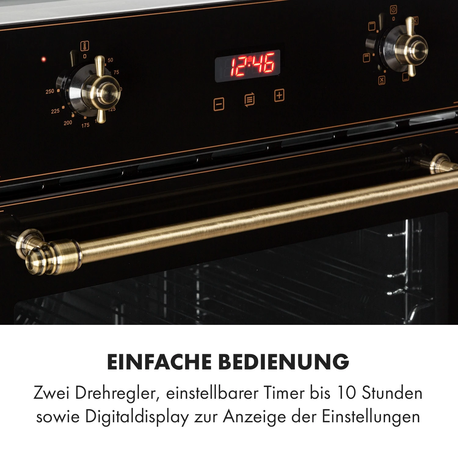 Elizabeth Einbaubackofen Retro 2200 Watt 70l Messingoptik Display 5 Elizabeth Einbaubackofen Retro 2200 Watt 70l Messingoptik Display – Bild 5