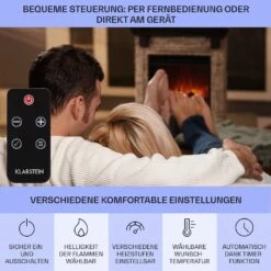 Etna Elektrokamin 1800W Wochentimer Fernbedienung LED -Klarstein 10035043 de 0006 usp
