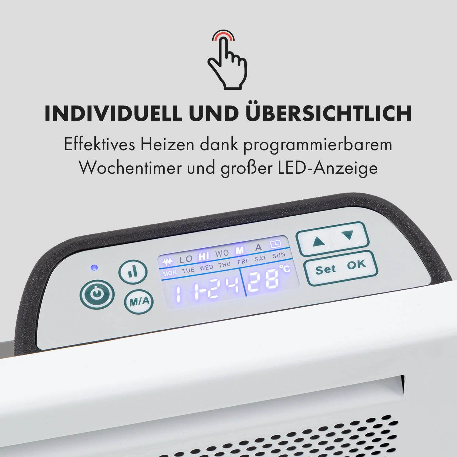 Klarstein Hot Spot Slimcurve Double Wave 2-in-1 Heizgerät 1000W Wochentimer Weiß 4 Klarstein Hot Spot Slimcurve Double Wave 2-in-1 Heizgerät 1000W Wochentimer Weiß – Bild 4