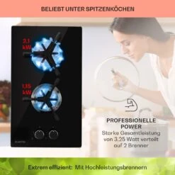 Trifecta Domino Gaskochfeld 2-flammig Triangle-Brenner Glaskeramik -Klarstein 10035468 de 0003 usp