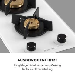 Goldflame Domino Gaskochfeld 2-flammig Messing-Brenner Glaskeramik -Klarstein 10035498 de 0003 logo