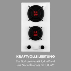 Goldflame Domino Gaskochfeld 2-flammig Messing-Brenner Glaskeramik -Klarstein 10035498 de 0006 logo