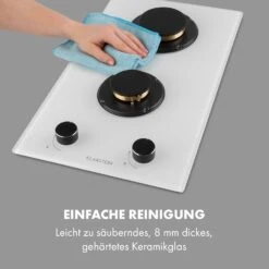 Goldflame Domino Gaskochfeld 2-flammig Messing-Brenner Glaskeramik -Klarstein 10035498 de 0008 logo