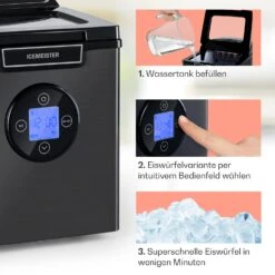 Icemeister 2G Eiswürfelmaschine 12kg/24h LC-Display Edelstahl 10 Icemeister 2G Eiswürfelmaschine 12kg/24h LC-Display Edelstahl -Klarstein 10035712 de 0004 usp