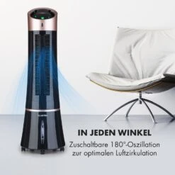 Skyscraper Ice 4-in-1 Luftkühler Ventilator 210 M³/h 30 W Oszillation Mobil Fernbedienung 13 Skyscraper Ice 4-in-1 Luftkühler Ventilator 210 M³/h 30 W Oszillation Mobil Fernbedienung -Klarstein 10035835 de 0005 logo