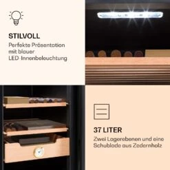 Klarstein El Presidente 37 Zigarren-Humidor 37L 2 Einschübe 1 Fach Zedernholz -Klarstein 10036101 de 0006 logo