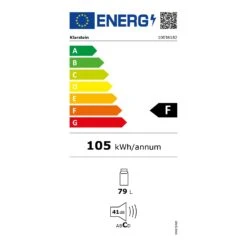 CoolArt 79L Kühl-Gefrier-Kombination EEK F Gefrierfach 9l Designtür -Klarstein 10036182 energy label